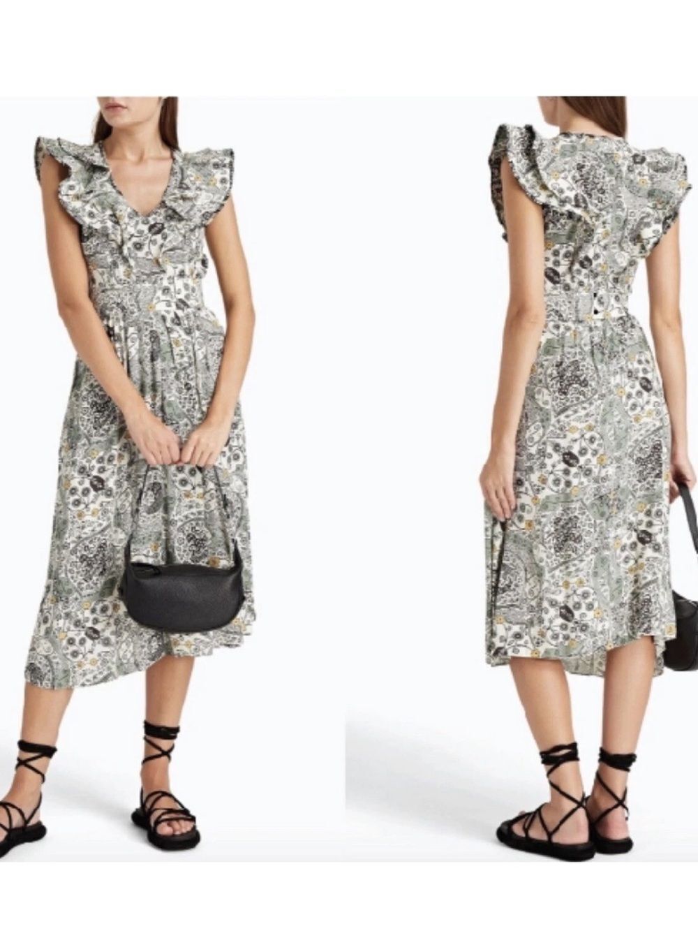 Isabel Marant Étoile Ruffle Trim Coraline Multicolor Dress Size 38